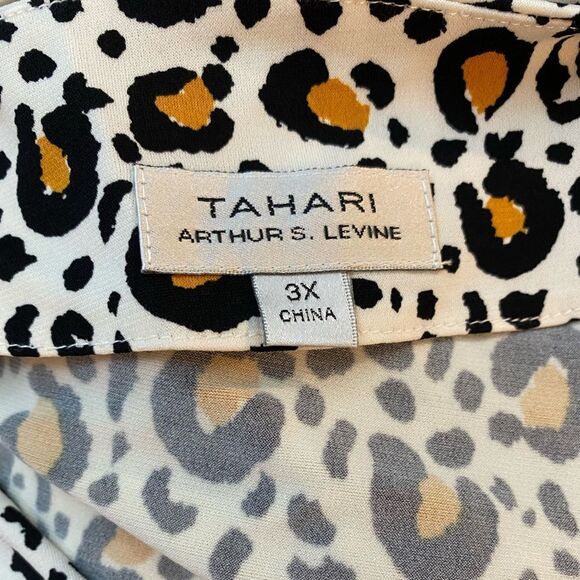 Tahari ASL Fitted sleeveless jersey knit wrap top in cognac cheetah print - Picture 4 of 9